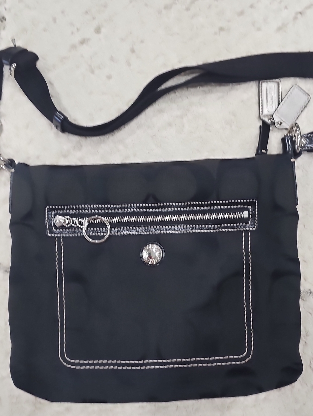 Coach Black Crossbody Messenger Bag with Front Zip Pocket